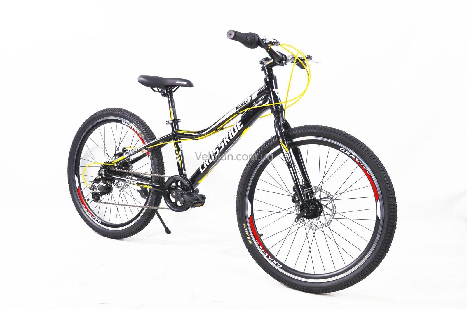 Гірський велосипед Crossride Ramzy 24" 2026 чорно-жовтий + подарунок